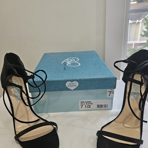 Blue by Betsey Johnson Satin Crystal Tie Sandal - Picture 7 of 8